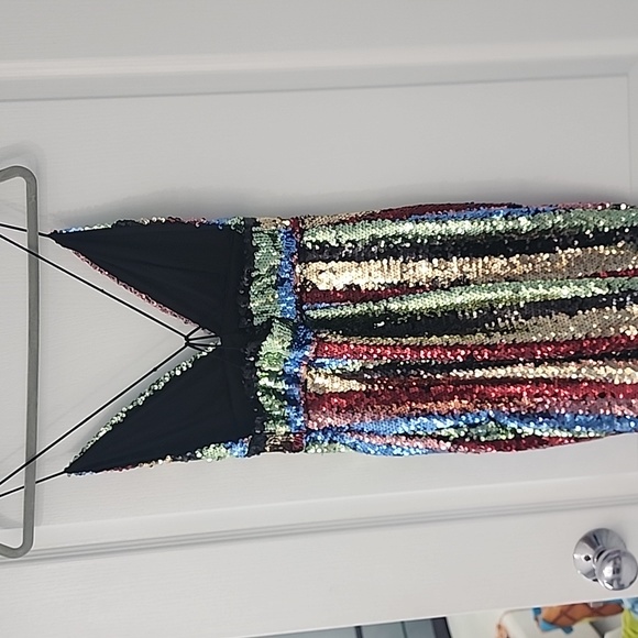 Octavia Strappy Back Dress in Multi Sequin - Picture 3 of 3